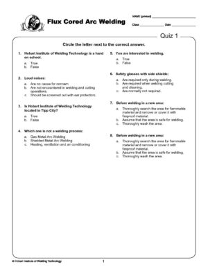 Additional Written Tests - Flux Cored Arc Welding
