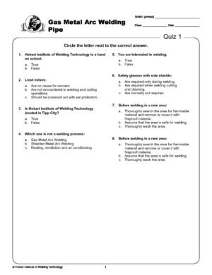 Additional Written Tests - Gas Metal Arc Welding Pipe