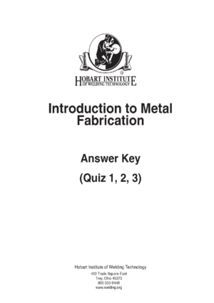 Introducation to Metal Fabrication - Keys to Quiz