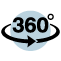 360-degree icon with circular arrow
