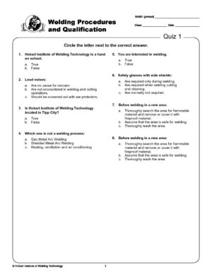A sample welding procedure and qualification quiz