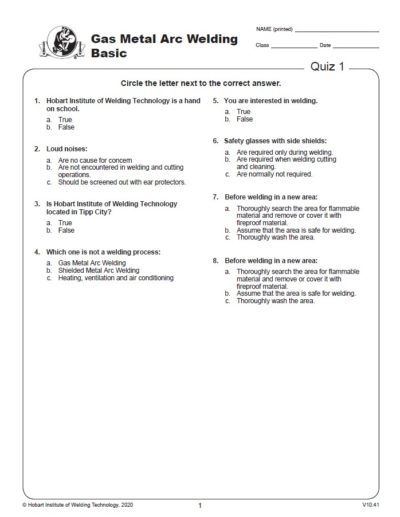 GMAW Basic quiz