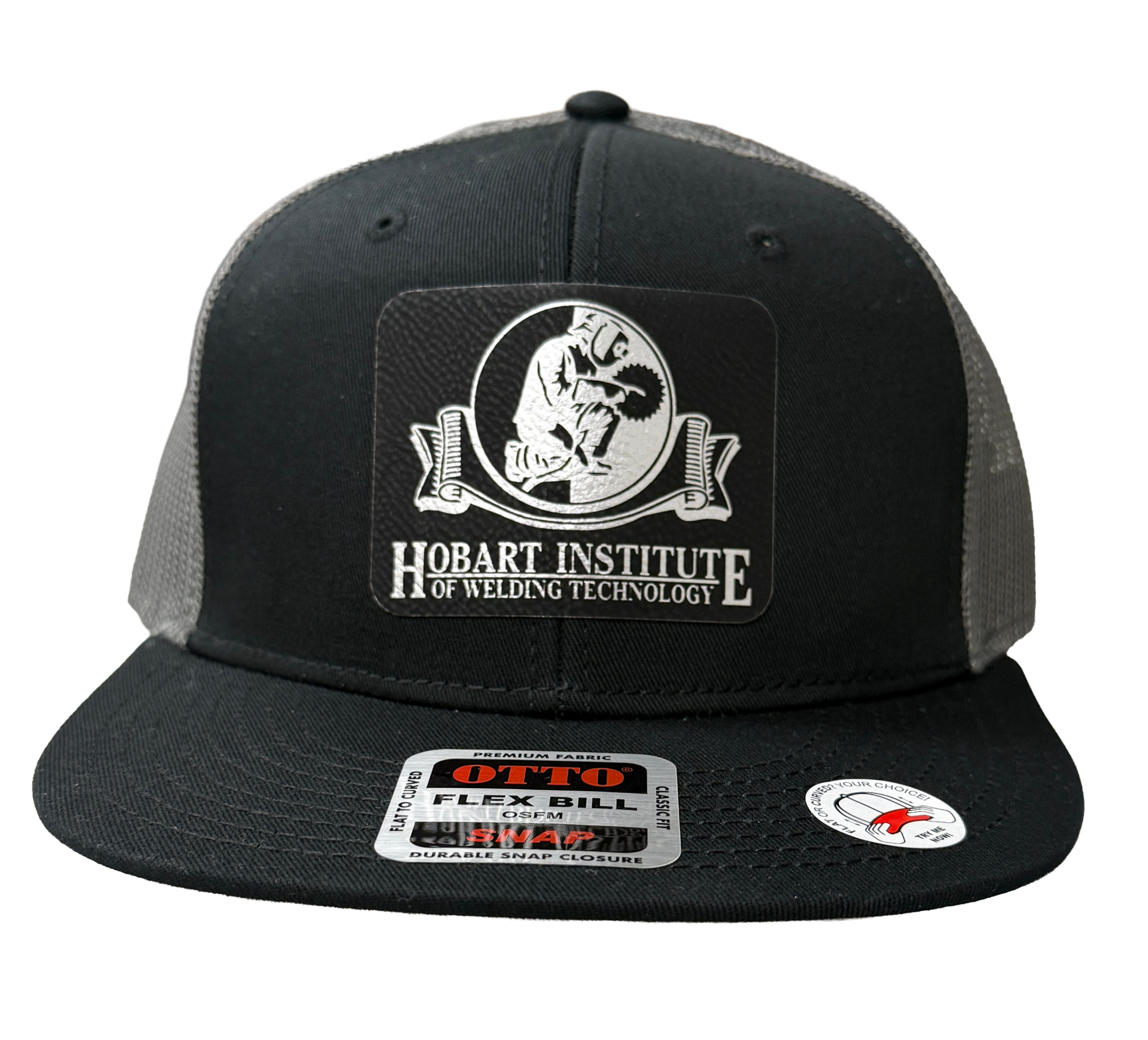 Grey Adjustable Mesh Black Hat with Logo Patch